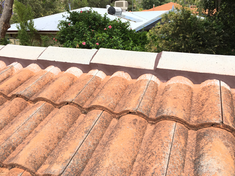 repaired tile cement on roof